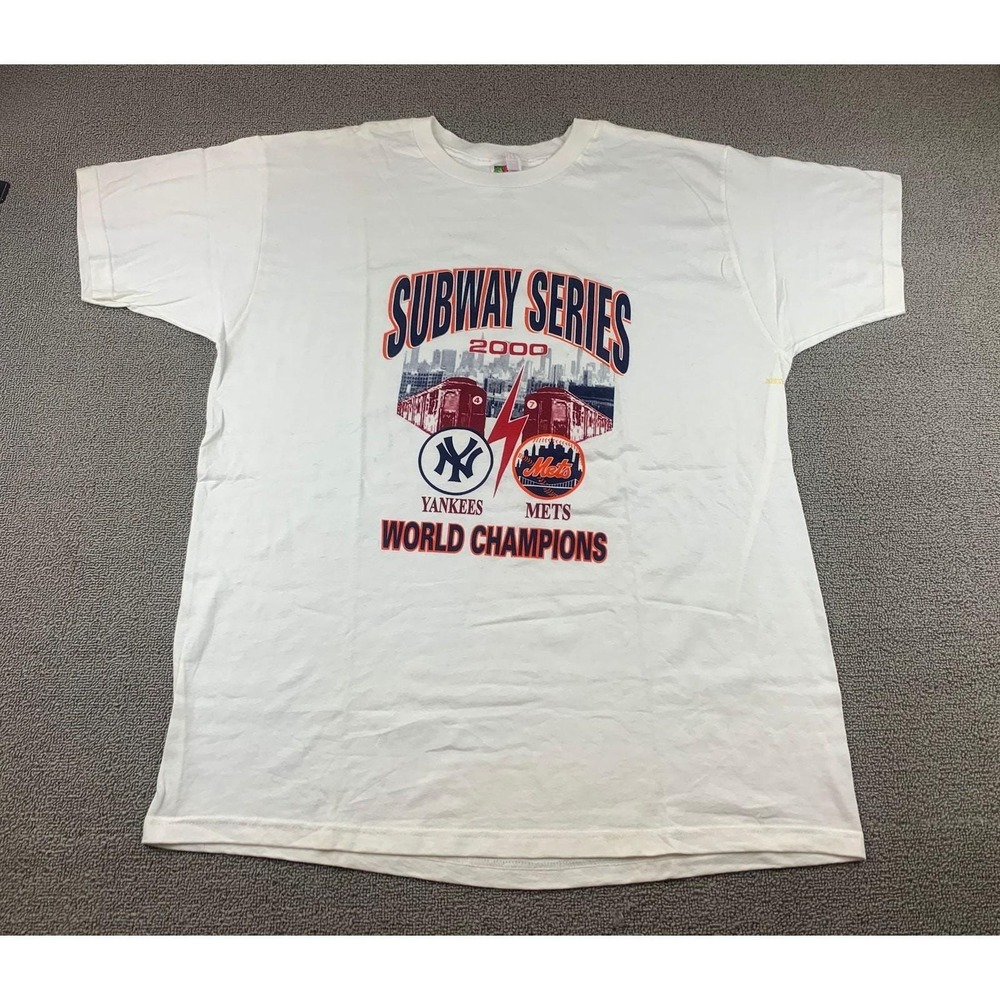 Vintage Subway Series 2000 Yankees Mets World Champions T-Shirt Men XL White MLB